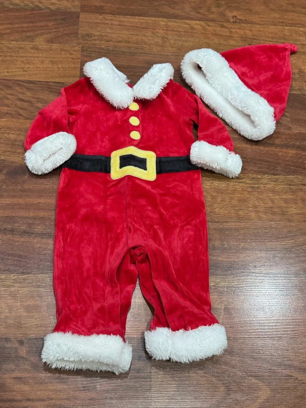 First Impressions - Baby Red Santa Suit One-Piece Holiday Costume with Hat